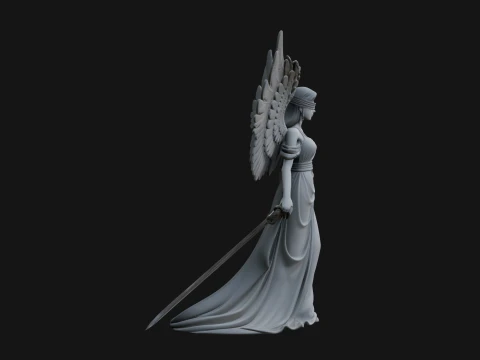 Winged Angel Warrior Woman Statue Design 3 - 3D Print Model 3D Print Model