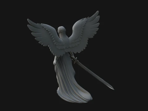 Winged Angel Warrior Woman Statue Design 3 - 3D Print Model 3D Print Model