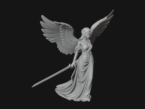 Winged Angel Warrior Woman Statue Design 3 - 3D Print Model 3D Print Model