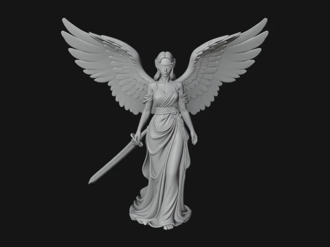 Winged Angel Warrior Woman Statue Design 3 - 3D Print Model 3D Print Model
