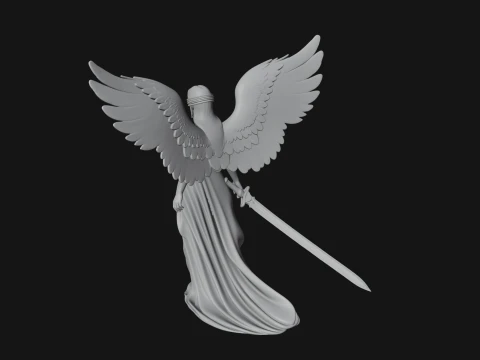 Winged Angel Warrior Woman Statue Design 3 - 3D Print Model 3D Print Model