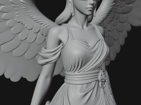 Winged Angel Warrior Woman Statue Design 3 - 3D Print Model 3D Print Model