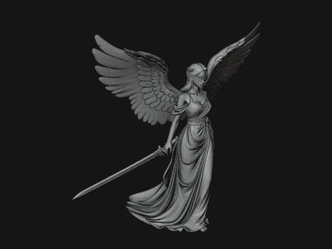Winged Angel Warrior Woman Statue Design 3 - 3D Print Model 3D Print Model