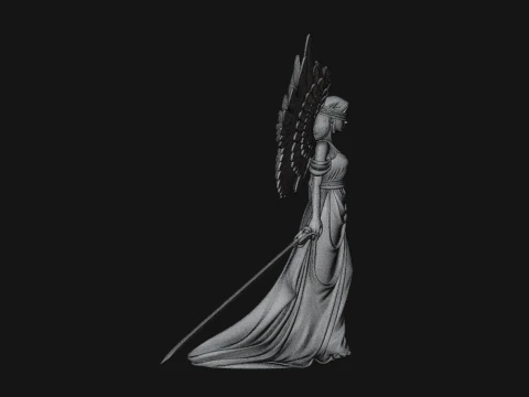 Winged Angel Warrior Woman Statue Design 3 - 3D Print Model 3D Print Model