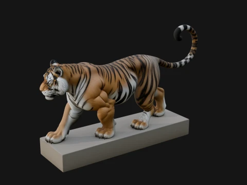 Standing Tiger Statue Design 3 - 3D Print Model 3D Print Model
