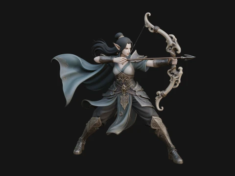 Elven Archer Queen Statue Design 4 - 3D Print Model 3D Print Model