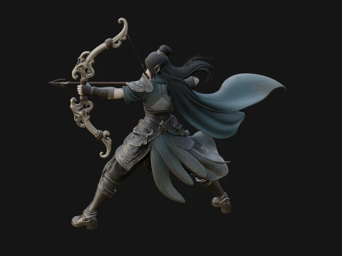 Elven Archer Queen Statue Design 4 - 3D Print Model 3D Print Model
