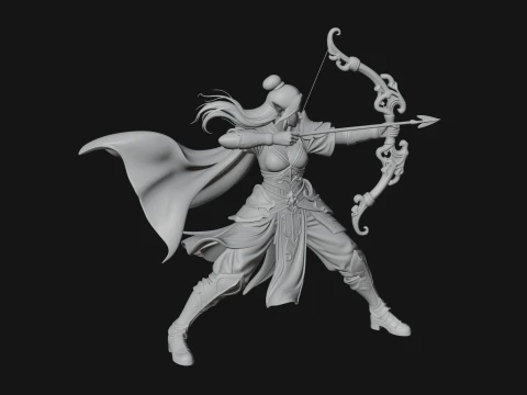 Elven Archer Queen Statue Design 4 - 3D Print Model 3D Print Model