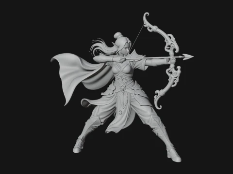 Elven Archer Queen Statue Design 4 - 3D Print Model 3D Print Model