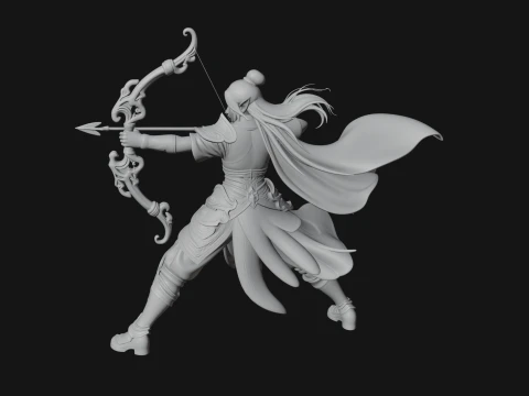 Elven Archer Queen Statue Design 4 - 3D Print Model 3D Print Model