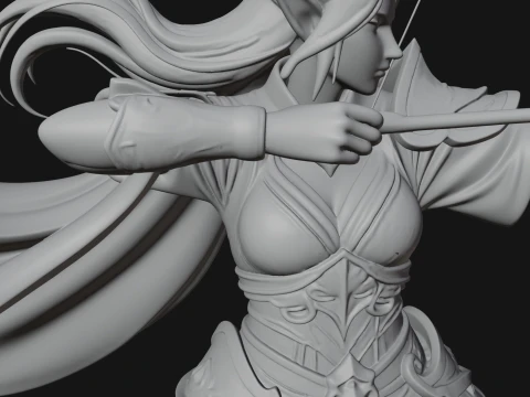 Elven Archer Queen Statue Design 4 - 3D Print Model 3D Print Model