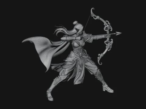 Elven Archer Queen Statue Design 4 - 3D Print Model 3D Print Model