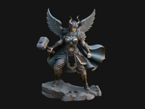 Valkyrie with Hammer Statue Design 3 - 3D Print Model 3D Print Model