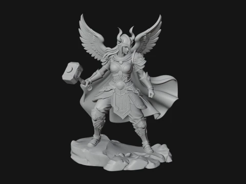 Valkyrie with Hammer Statue Design 3 - 3D Print Model 3D Print Model