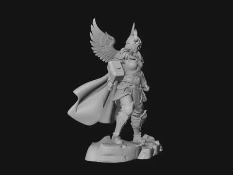 Valkyrie with Hammer Statue Design 3 - 3D Print Model 3D Print Model