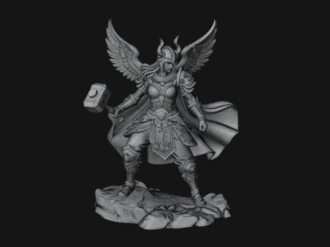 Valkyrie with Hammer Statue Design 3 - 3D Print Model 3D Print Model