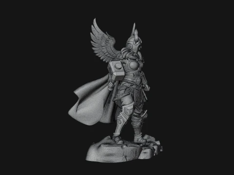 Valkyrie with Hammer Statue Design 3 - 3D Print Model 3D Print Model