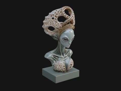 Alien Queen Bust Statue Design 4 - 3D Print Model 3Dプリントモデル