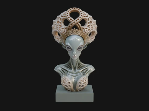 Alien Queen Bust Statue Design 4 - 3D Print Model 3D Print Model