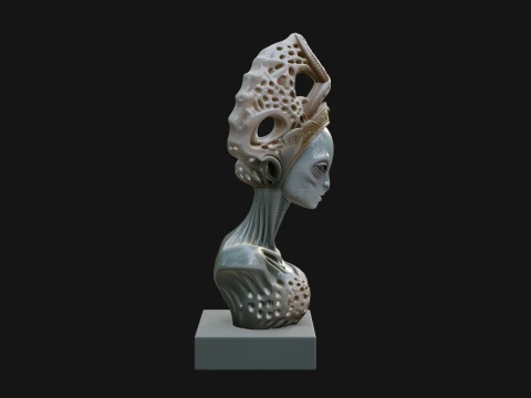 Alien Queen Bust Statue Design 4 - 3D Print Model 3D Print Model