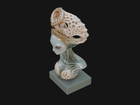 Alien Queen Bust Statue Design 4 - 3D Print Model 3D Print Model