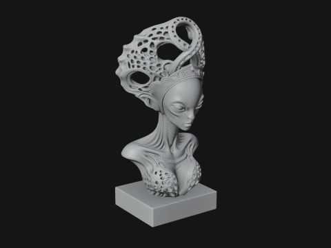 Alien Queen Bust Statue Design 4 - 3D Print Model 3D Print Model