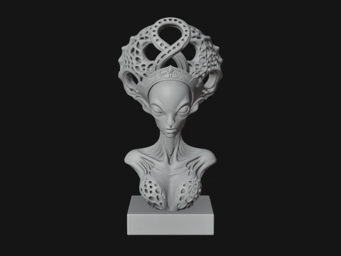 Alien Queen Bust Statue Design 4 - 3D Print Model 3D Print Model