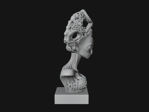 Alien Queen Bust Statue Design 4 - 3D Print Model 3D Print Model