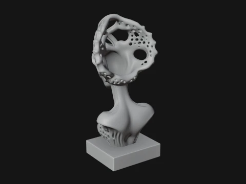 Alien Queen Bust Statue Design 4 - 3D Print Model 3D Print Model