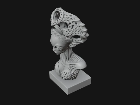 Alien Queen Bust Statue Design 4 - 3D Print Model 3D Print Model
