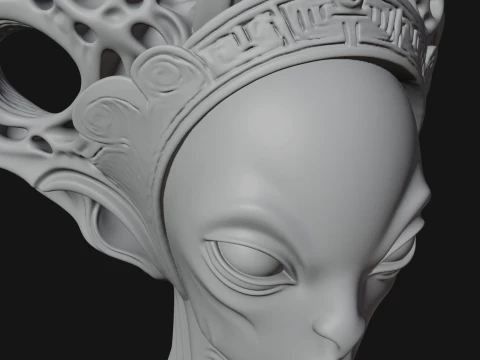Alien Queen Bust Statue Design 4 - 3D Print Model 3D Print Model