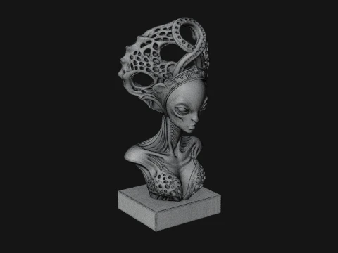 Alien Queen Bust Statue Design 4 - 3D Print Model 3D Print Model
