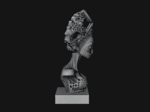 Alien Queen Bust Statue Design 4 - 3D Print Model 3D Print Model