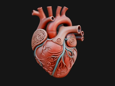 Ornate Anatomical Heart Statue Design 2 - 3D Print Model 3D Print Model