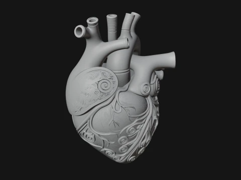 Ornate Anatomical Heart Statue Design 2 - 3D Print Model 3D Print Model