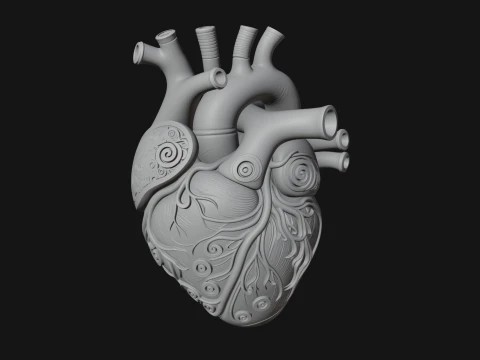 Ornate Anatomical Heart Statue Design 2 - 3D Print Model 3D Print Model