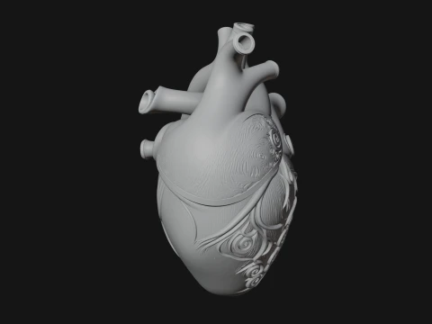 Ornate Anatomical Heart Statue Design 2 - 3D Print Model 3D Print Model