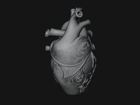 Ornate Anatomical Heart Statue Design 2 - 3D Print Model 3D Print Model