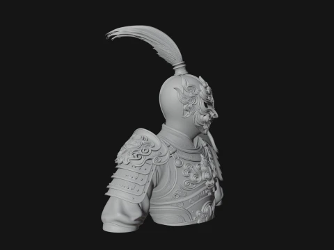 Ornate Asian Armor Bust Statue Design 2 - 3D Print Model 3D Print Model