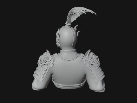 Ornate Asian Armor Bust Statue Design 2 - 3D Print Model 3D Print Model