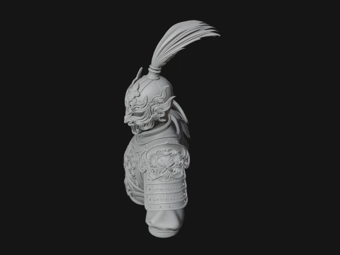 Ornate Asian Armor Bust Statue Design 2 - 3D Print Model 3D Print Model