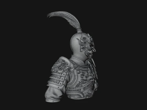 Ornate Asian Armor Bust Statue Design 2 - 3D Print Model 3D Print Model