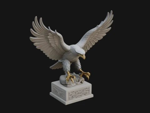 Eagle on Pedestal Statue Design 3 - 3D Print Model 3D Print Model
