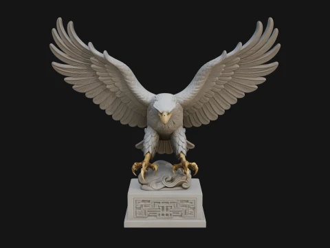 Eagle on Pedestal Statue Design 3 - 3D Print Model 3D Print Model