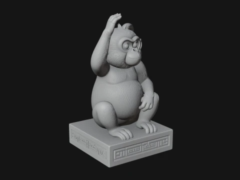 Monkey on Pedestal Statue Design 2 - 3D Print Model 3D Print Model