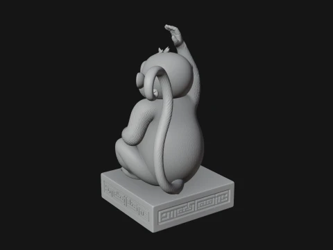 Monkey on Pedestal Statue Design 2 - 3D Print Model 3D Print Model