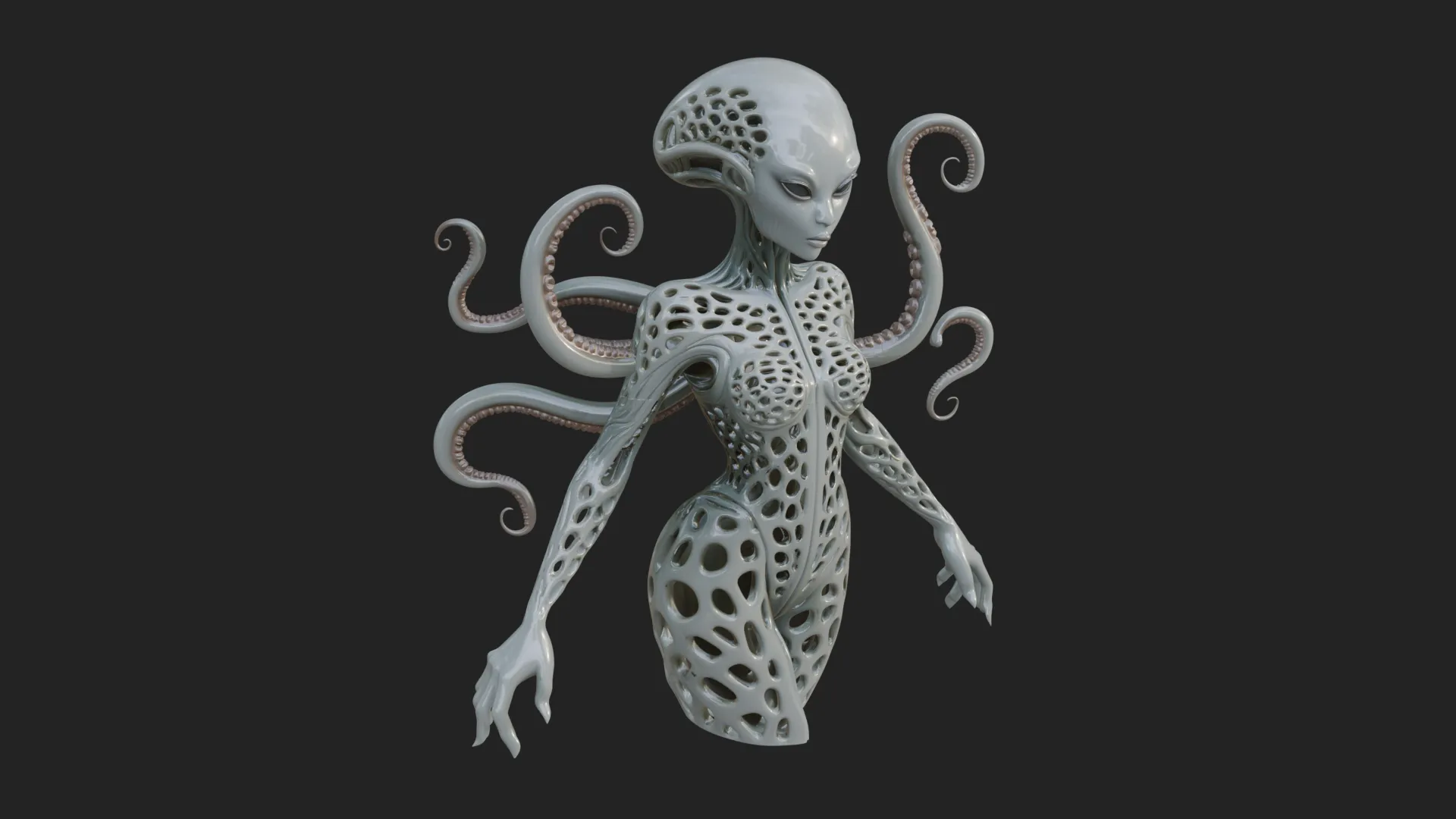Tentacle Alien Statue Design 1 - 3D Print Model 3D Print Model .c4d .max .obj .3ds .fbx .stl .blend 