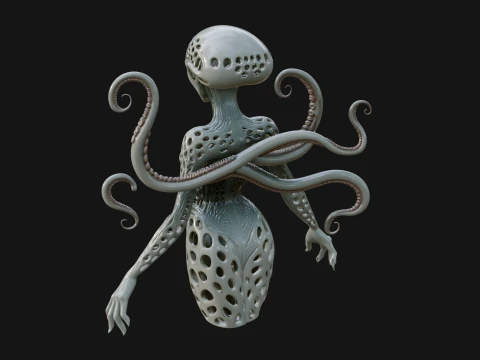 Tentacle Alien Statue Design 1 - 3D Print Model 3D Print Model
