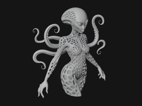 Tentacle Alien Statue Design 1 - 3D Print Model 3D Print Model