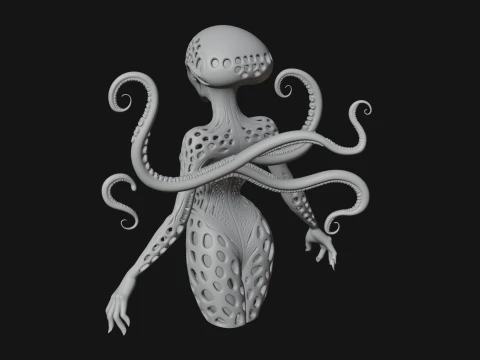 Tentacle Alien Statue Design 1 - 3D Print Model 3D Print Model